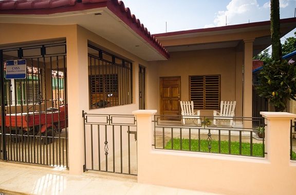 'House front' Casas particulares are an alternative to hotels in Cuba.